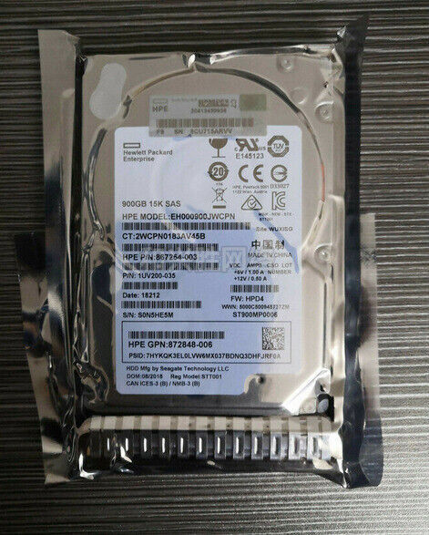 new 100pcs HPE 900GB 870759-B21 870795-001 900GB SAS 2.5" 15K 12Gb/s ENT DS HDD