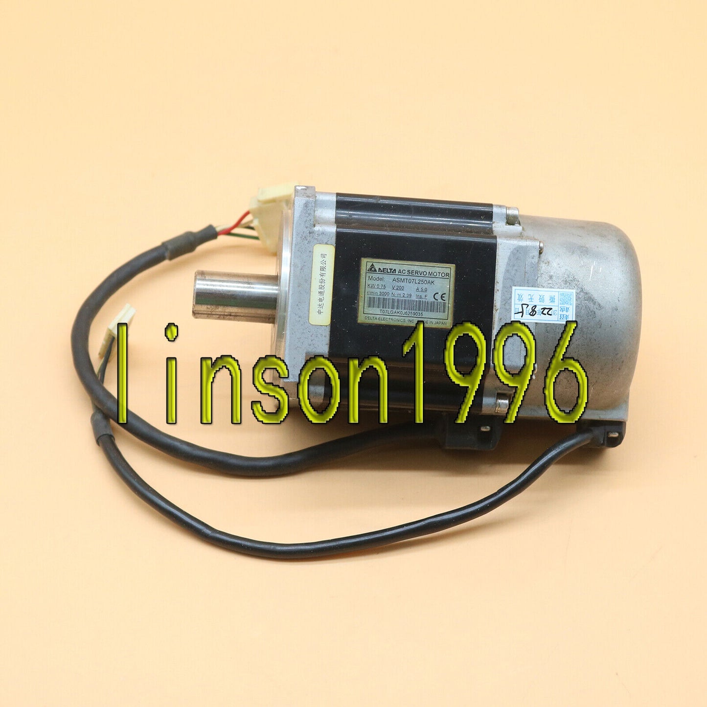 Used Delta Servo Motor ASMT07L250AK, Quality Assured 3 Months - DELTA