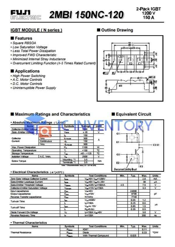 new 1PCS FUJI 2MBI150NC-120 Module Supply Best Service Quality Guarantee - FUJI