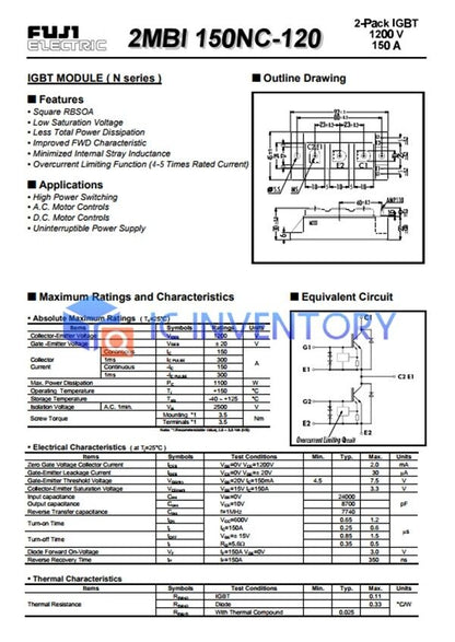 new 1PCS FUJI 2MBI150NC-120 Module Supply Best Service Quality Guarantee - FUJI