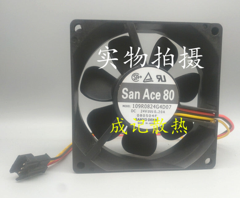 1pcs Sanyo 09R0824G4D07 24V 0.2A 8025 Inverter 3-wire cooling fan