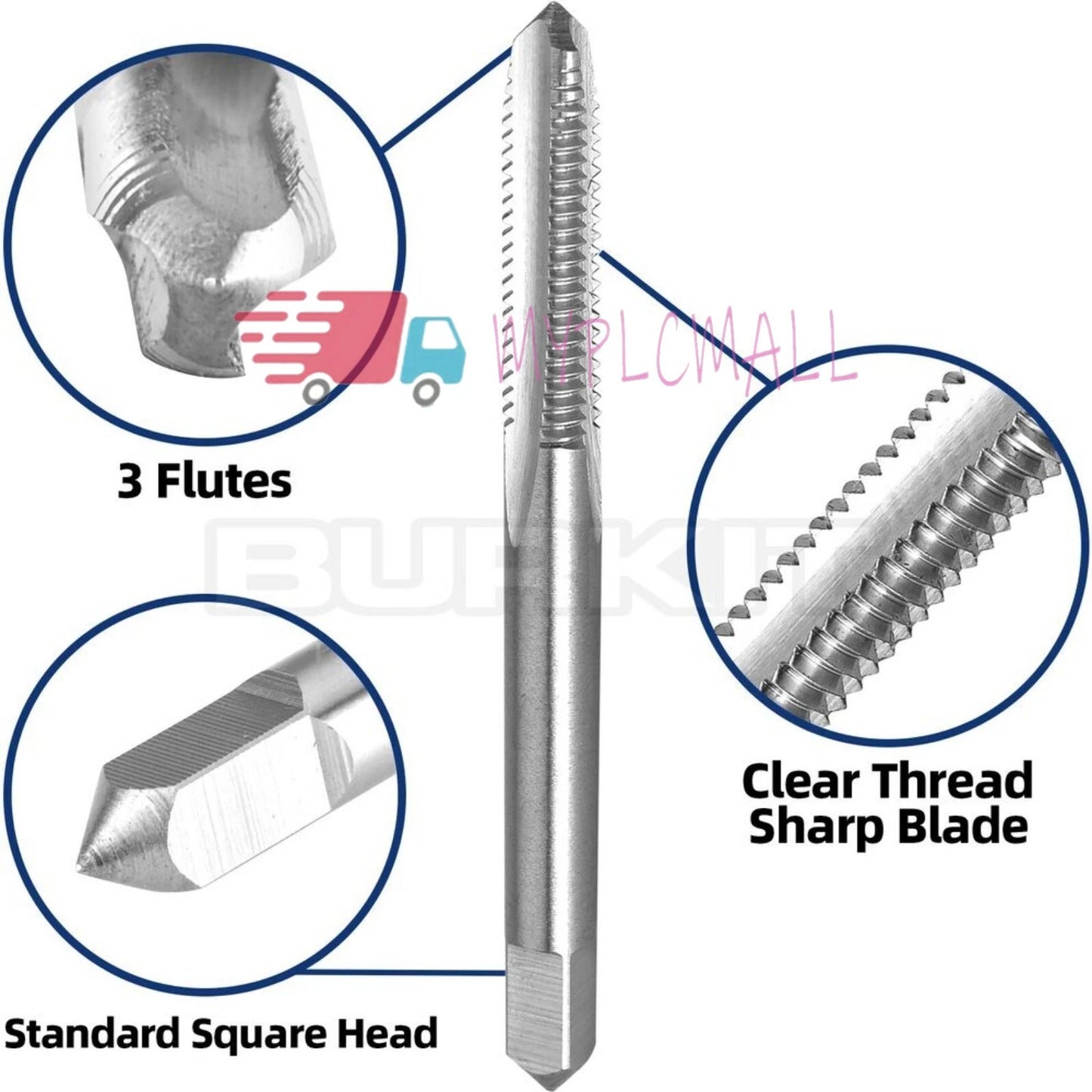 9/64"-36 UN Thread Tap Right Hand, HSS 9/64 x 36 UN Straight Fluted Tap