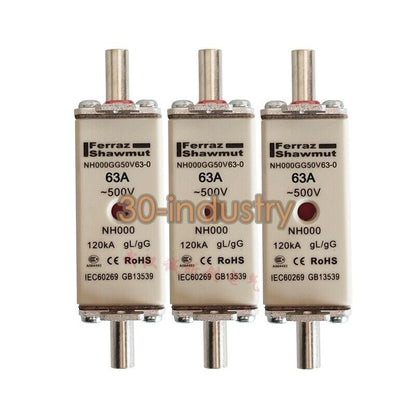 5pcs/Box Ferraz Shawmut NH000GG50V63 Fuse, 500V, 63A - FERRAZ SHAWMUT