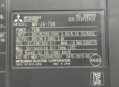 MITSUBISHI MR-J4-70B SERVO AMPLIFIER - MITSUBISHI