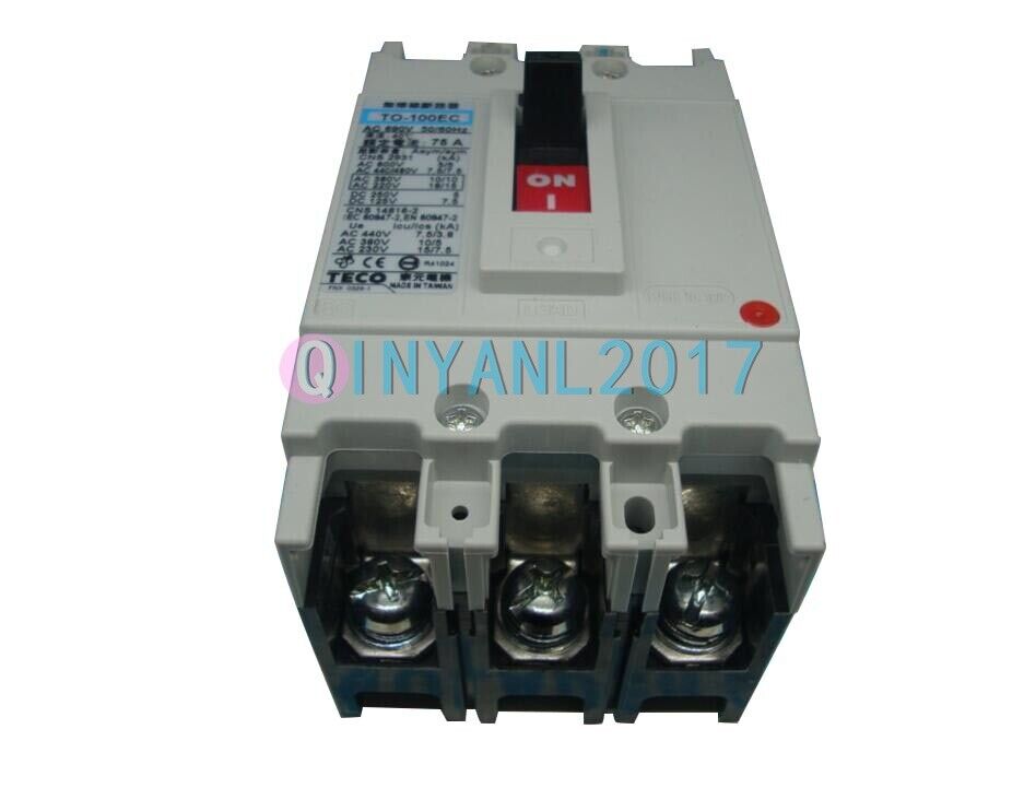 new 1PC  Teco Thermal-Magnetic Breaker TO-100EC-3P 75A TO-100EC 3P