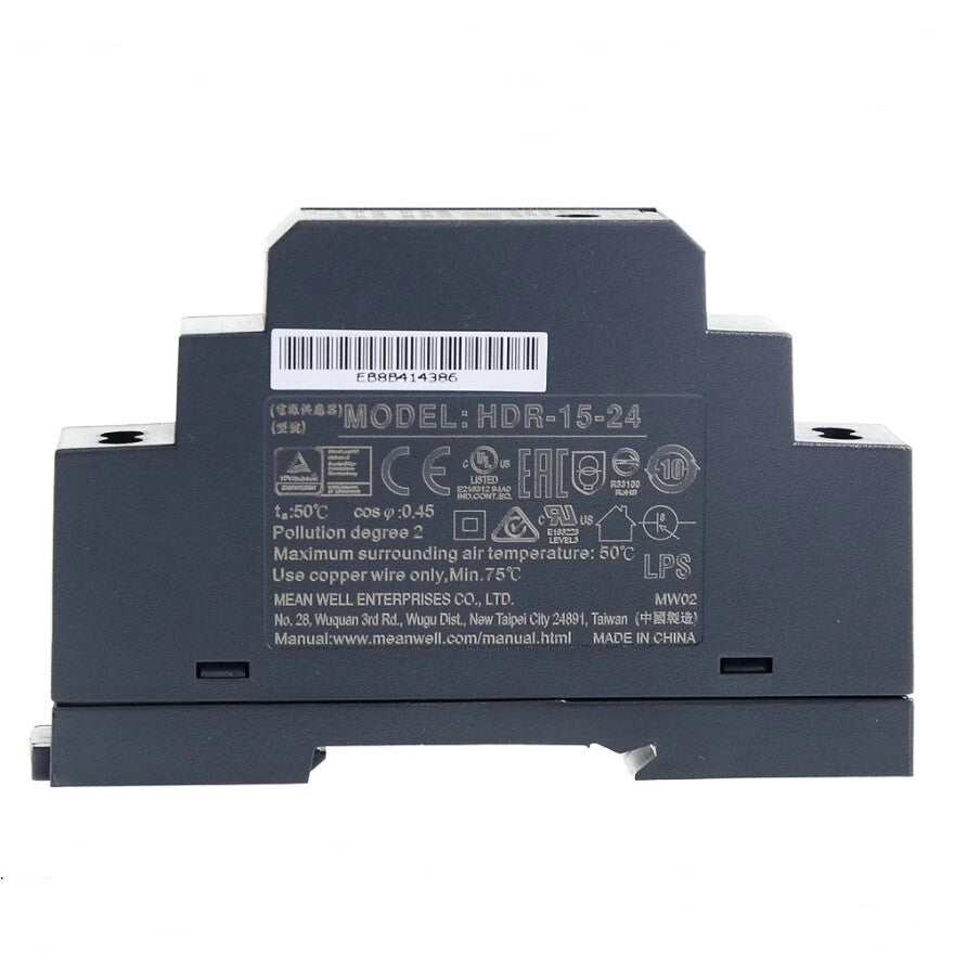 MEAN WELL HDR-15-24 24V 0.63A Stepped DIN Rail Type Power Supply