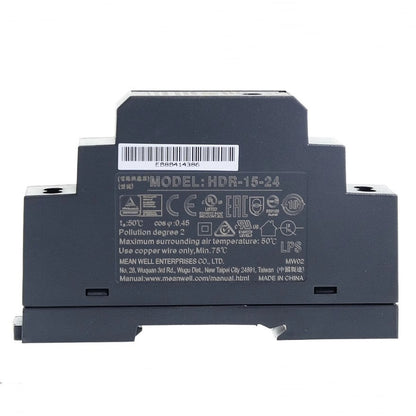 MEAN WELL HDR-15-24 24V 0.63A Stepped DIN Rail Type Power Supply