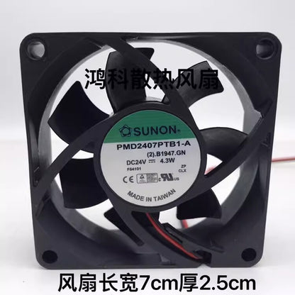 SUNON PMD2407PTB1-A 7025 DC24V 4.3W 7CM 3-Wire Ball Inverter Cooling Fan