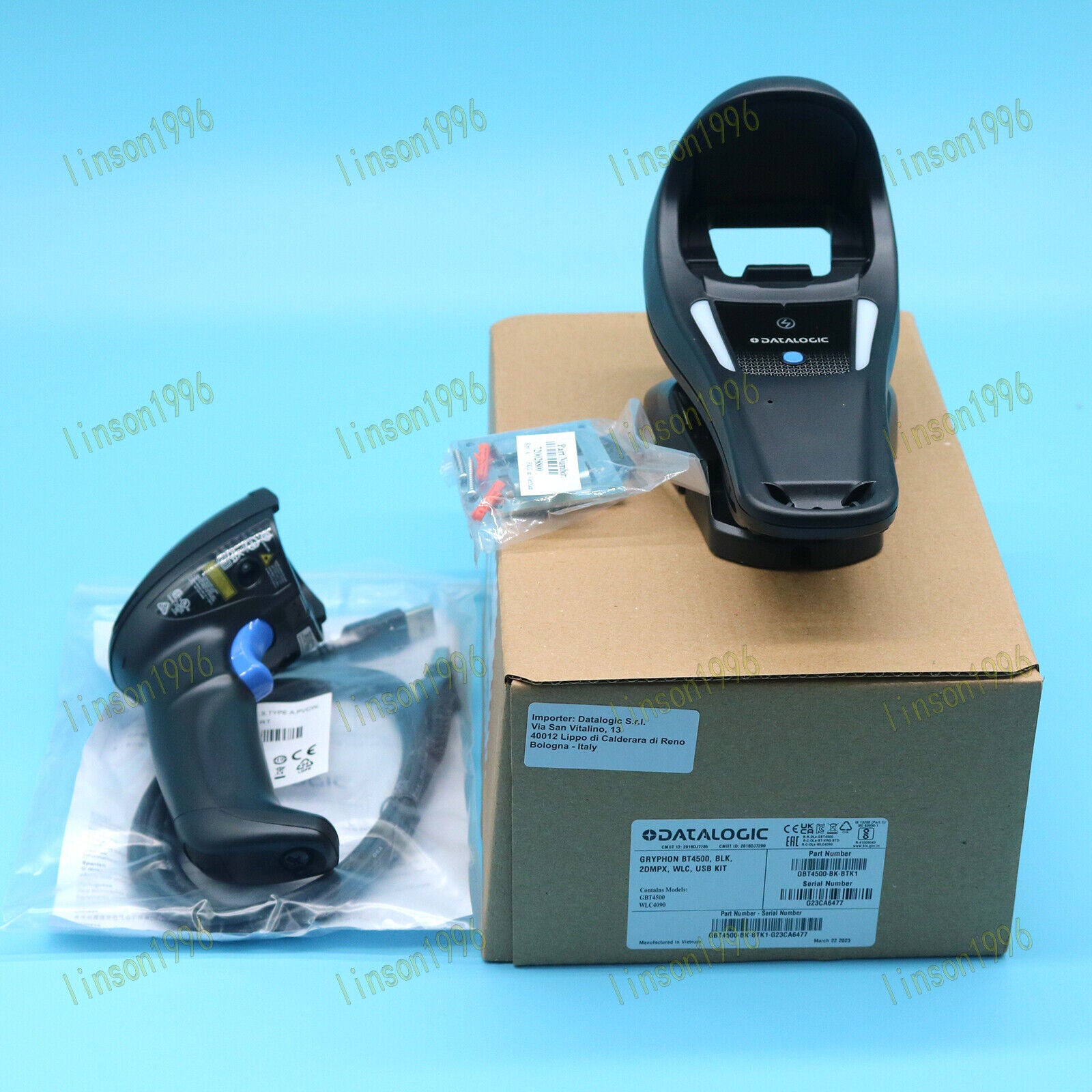 new One  Datalogic Wireless Bluetooth 2D Barcode Scanner w Cradle GBT4500-BK-BTK1 Datalogic