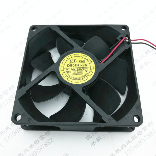 YATE LOON D90BH-24 9025 DC24V 0.50A 9CM 2-wire Inverter Ball Cooling Fan