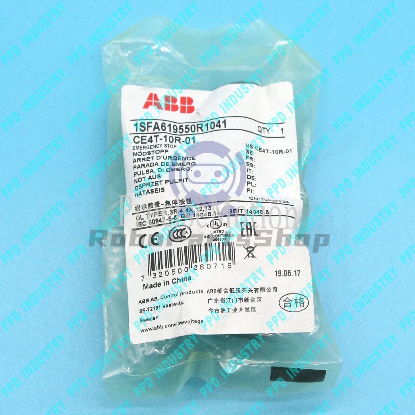 ABB 1SFA619550R1041 CE4T-10R-01 Emergency Stop Pushbotton Switches 1pcs