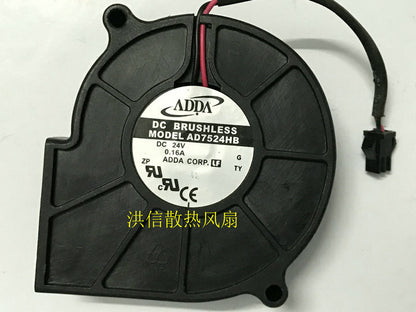 1pcs ADDA AD7524HB DC24V 0.16A 7530 Turbo Blower Fan 2pin