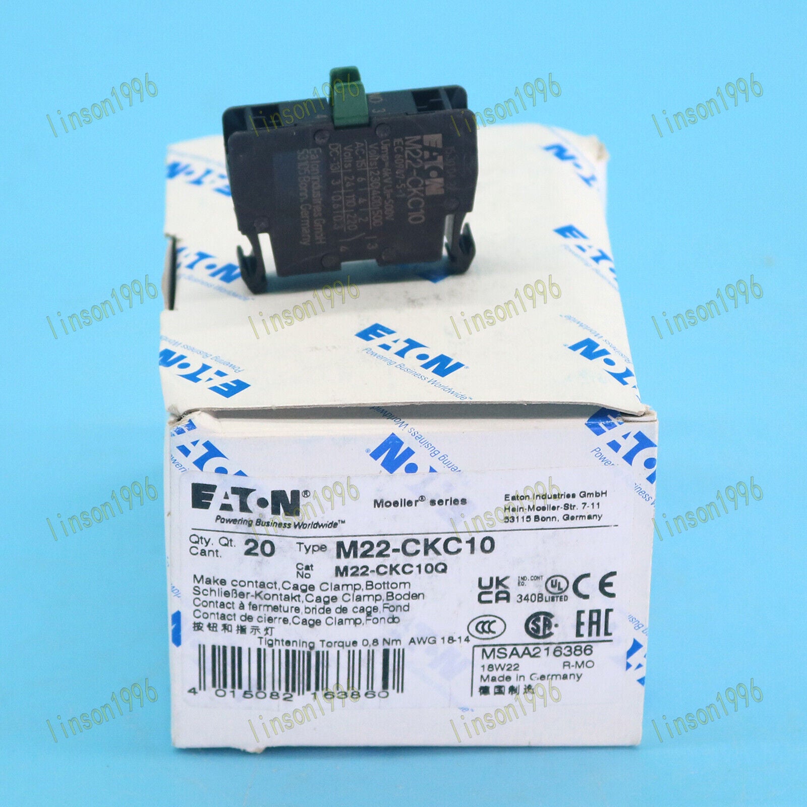 new 20PC EATON MOELLER Contactor Block M22-CKC10 - EATON MOELLER