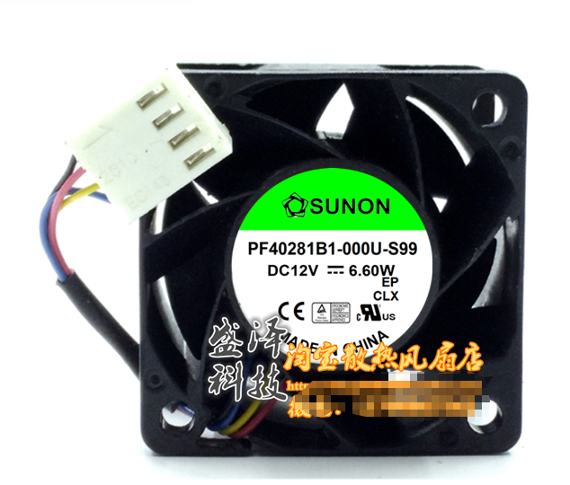 SUNON PF40281B1-000U-S99 DC12V 6.60W 4028 40mm 4-wire axial fan