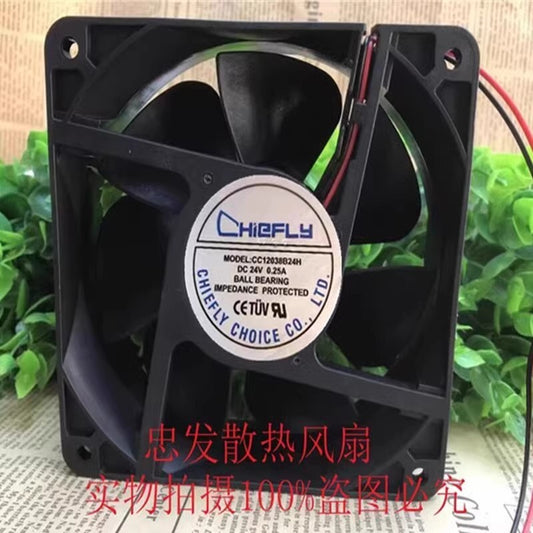 CHIEFLY CC12038B24H 12038 DC24V 0.25A 12CM 2-Wire Cabinet Cooling Fan