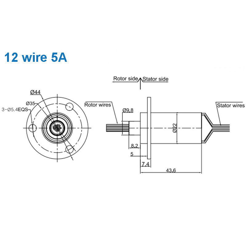 High Current Conductive Slip Ring Electric Rotary Joint 2-12 Wires 2A-60A