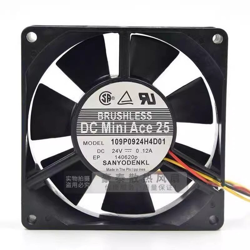 Sanyo 109P0924H4D01 9025 DC24V 0.12A 9CM 3-Wire Inverter Cooling Fan