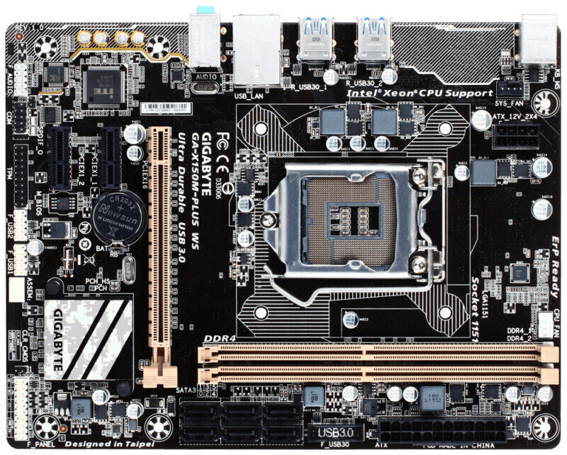 used Gigabyte GA-X150M-PLUS WS LGA 1151 Socket Intel C232 DDR4 Motherboard - GIGABYTE