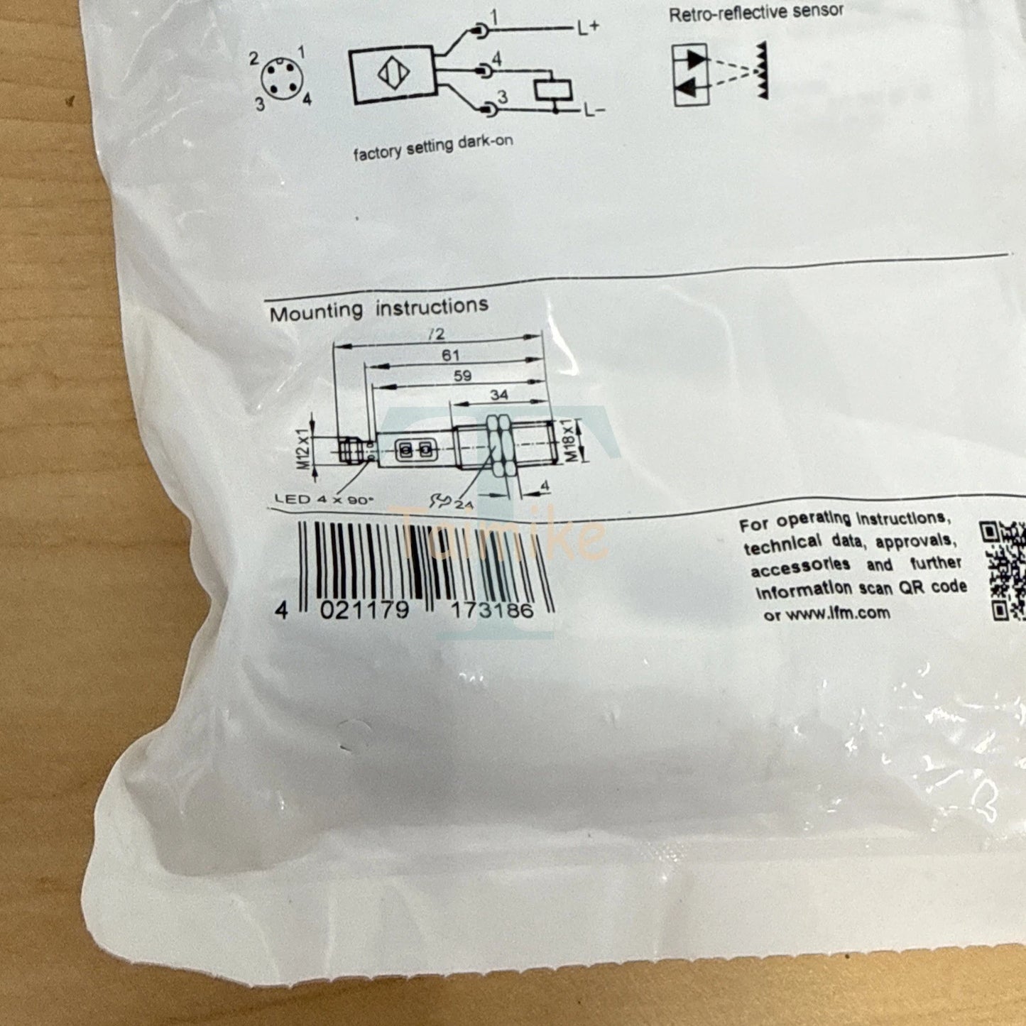 ! IFM OGP700 Retro-reflective Proximity Sensor OGPLFPKG/US100