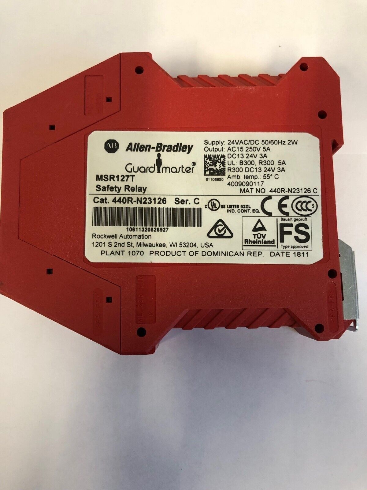 NEW A-B 440R-N23126 MSR127T SER C safety relay Red - WEN