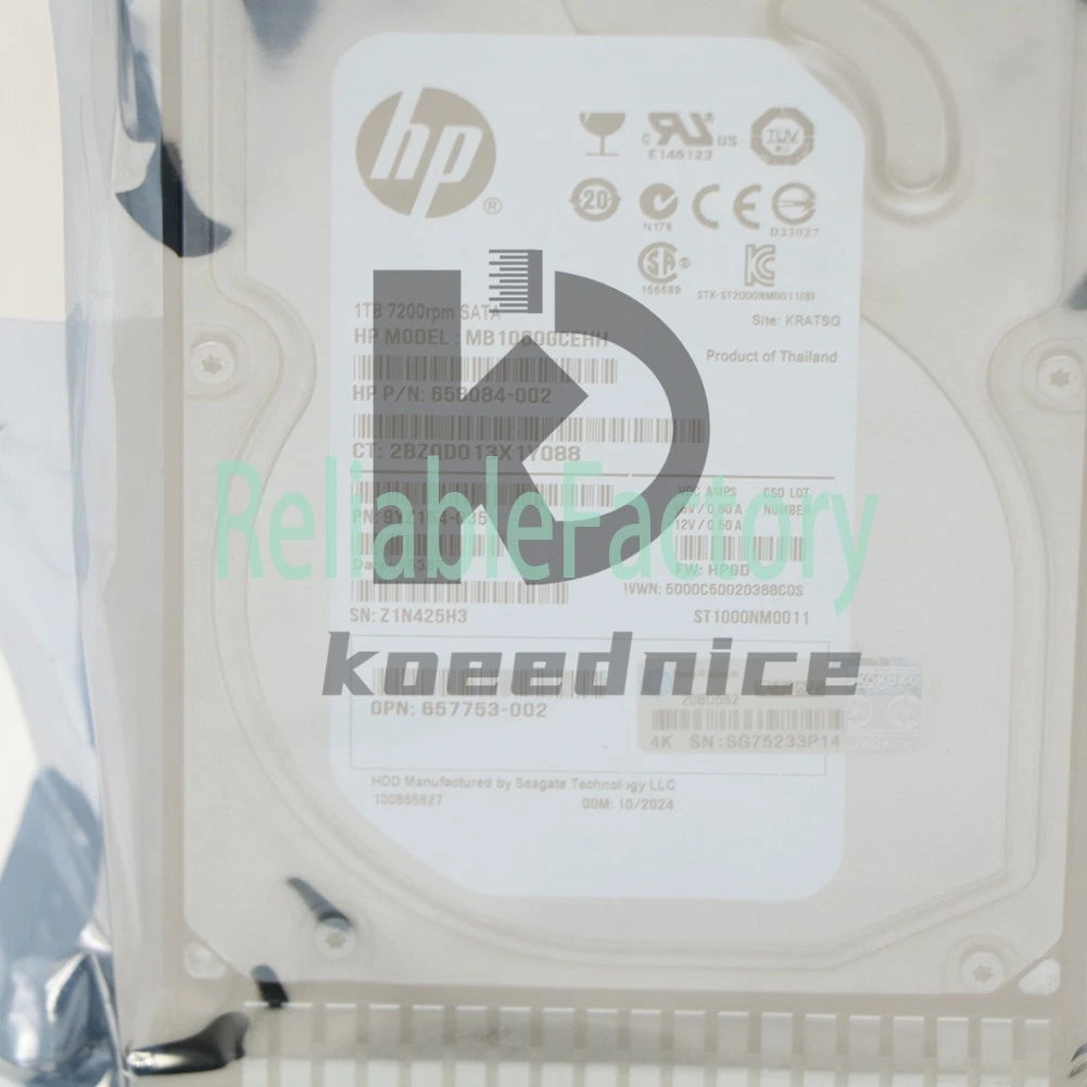 Fit HP 657750-B21 1TB 6G SATA 7.2K 3.5in MDL SC HDD Hard Drive 657739-001