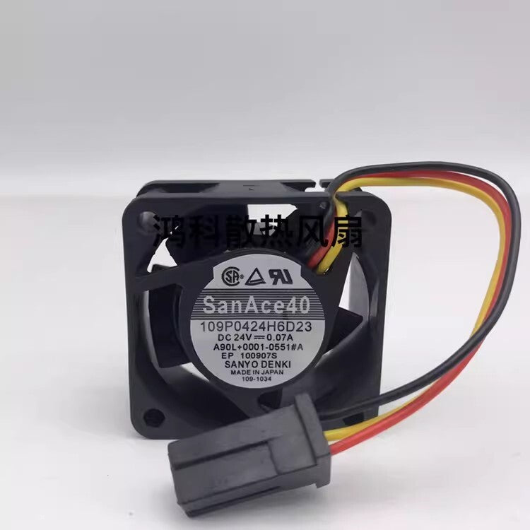 Sanyo 109P0424H6D23 DC24V 0.07A 3-Pin Silent Cooling Fan