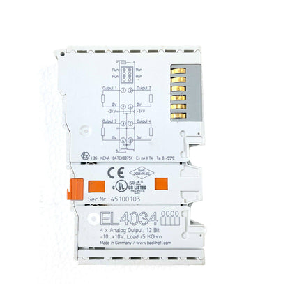 Beckhoff EL4034 4-Channel Analog Output Terminal -10V to +10V 12 Bit - BECKHOFF