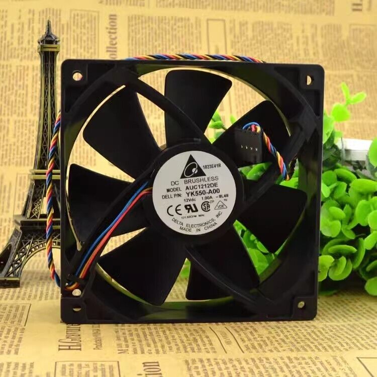 Delta AUC1212DE 12038 DC12V 1A 12CM 4-Wire PWM Mute Cooling Fan