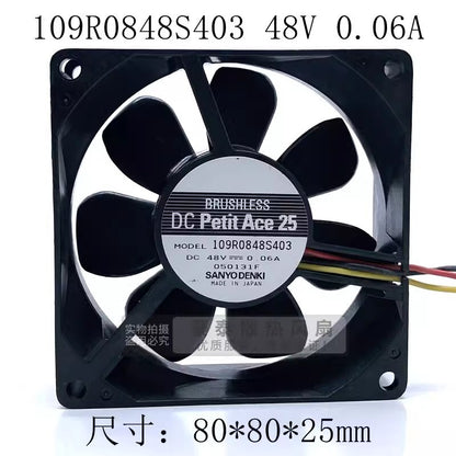 Sanyo 109R0848S403 8025 DC48V 0.06A 3-Wire Inverter Cooling Fan
