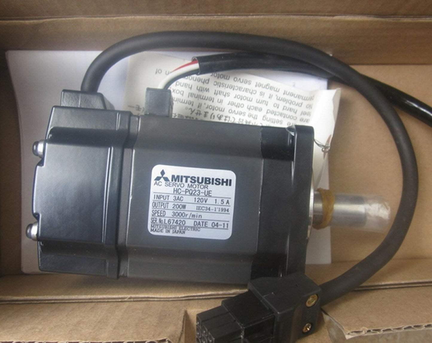 Used Mitsubishi Servo Motor HC-PQ23-UE – Tested in Excellent Condition - MITSUBISHI