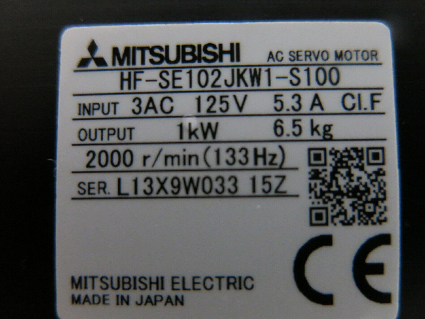 MITSUBISHI HF-SE102JKW1-S100 SERVO MOTOR - MITSUBISHI