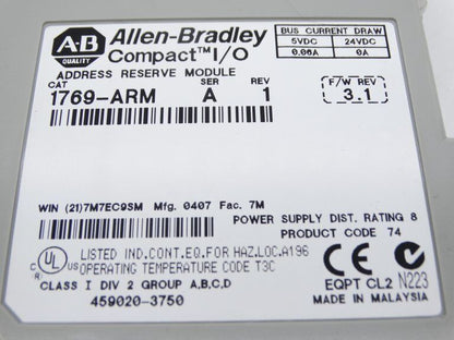 ALLEN BRADLEY 1769-ARM PLC MODULE - ALLEN BRADLEY