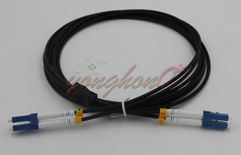 used 150M LC-LC UPC SM Duplex Armored Field TPU Optical Patch Cord Waterproof Head