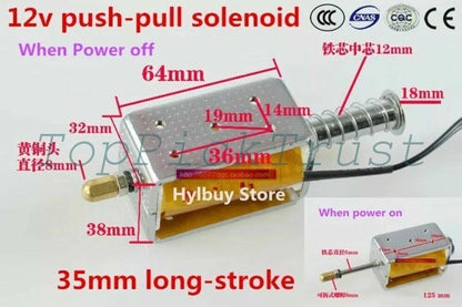 35mm 12V 24V 220V Long-Stroke Large Solenoid Electromagnetic Push-Pull Actuator