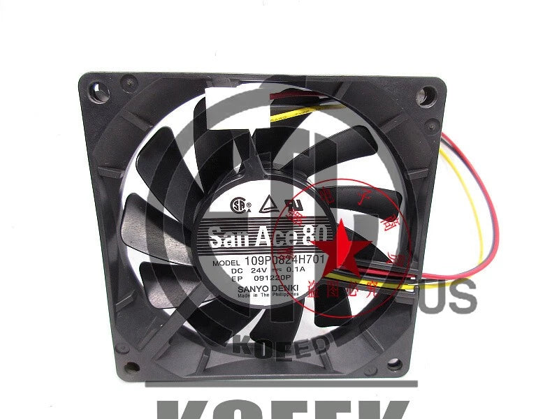 1PC Sanyo 109P0824H701 Cooling Fan 24V 0.1A 8CM 8015 3-wire