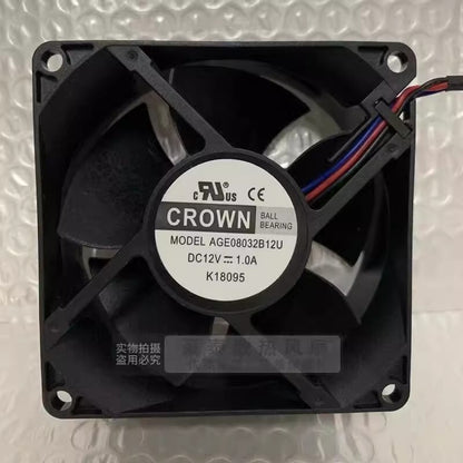 CROWN AGE08032B12U DC12V 1.0A 8032 3-Wire Silent Cooling Fan