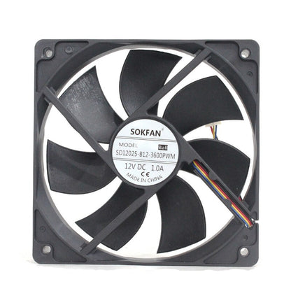SOKFAN SD12025-B12-3600 12V 1.0A 1225 12cm 4-wire high airflow DC cooling fan