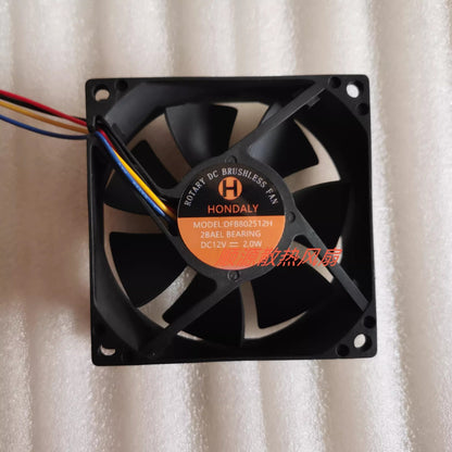 HONDALY DFB802512H 8025 DC12V 2.0W 8CM 3-Wire Dual Ball Cooling Fan