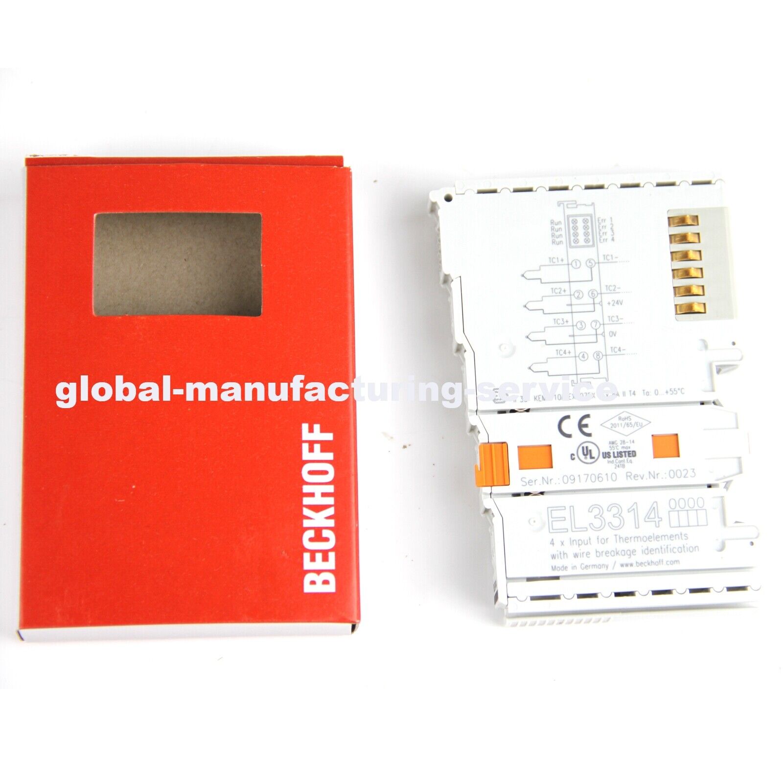 BECKHOFF EL3314 PLC Module with 4-20mA Output, EtherCAT, 24VDC, DIN Rail, IP67 - BECKHOFF