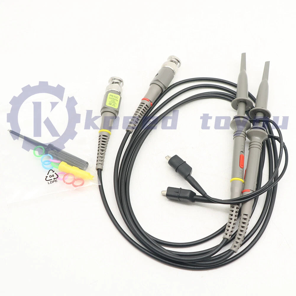 2PCS P6100 100MHz Oscilloscope Probe 10:1 and 1:1 for Rigol Atten Owon Siglent