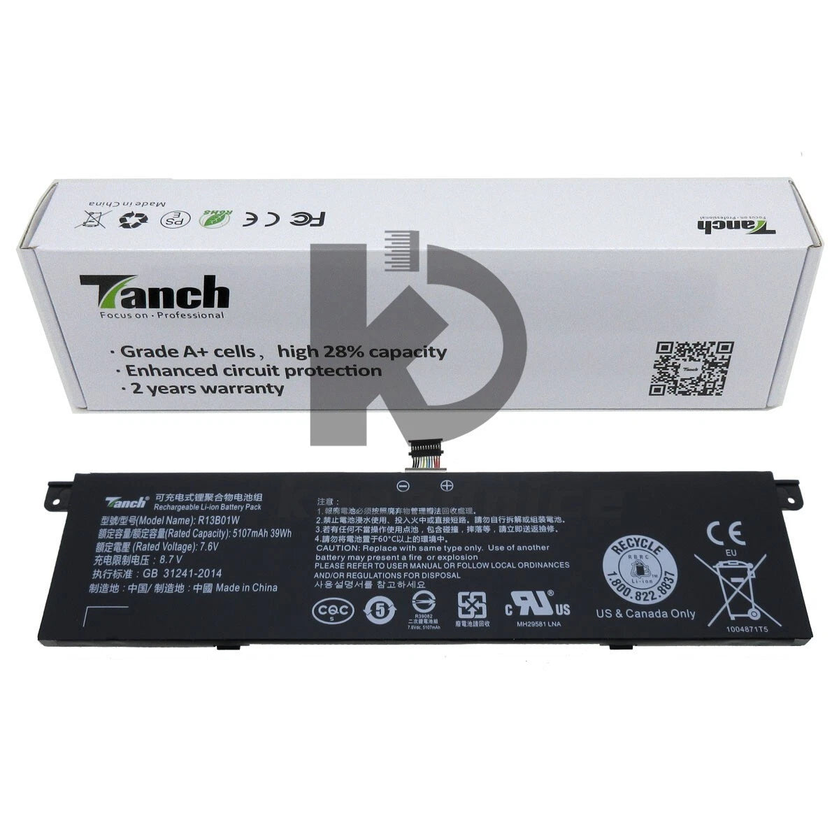R13B02W R13B01W 161301-01 battery for Xiaomi air 13.3 7.6V 39Wh