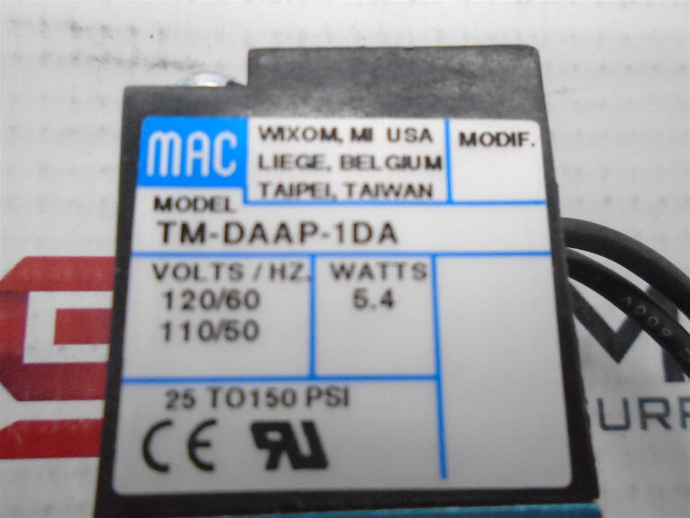 MAC VALVES TM-DAAP-4DA VALVE, Industrial Flow Control Valve, High Pressure Applications, sealing type: O-ring, port configuration: 4-inch, pressure range: 0-2000PSI - MAC VALVES INC.