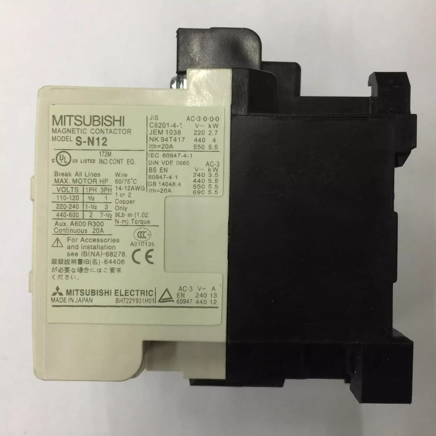 1PCS for Mitsubishi S-N12 AC220V 3-Pole AC Contactor