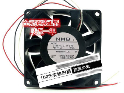 NMB 3115RL-07W-B79 48V 0.43A 8038 8CM 3-wire cooling fan