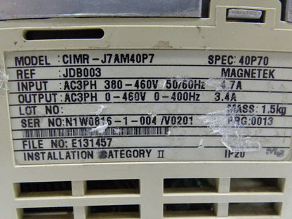 Yaskawa Electric CIMR-J7AM40P7 Drive - High-Efficiency AC Motor Controller - YASKAWA ELECTRIC
