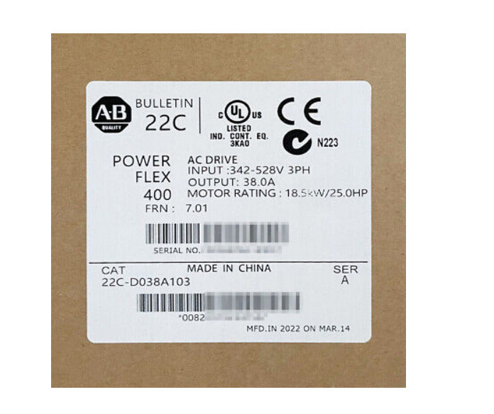 NEW Factory Sealed AB 22C-D038A103 PowerFlex 400 18.5 kW 25 HP AC Drive - FACTORY SEALED