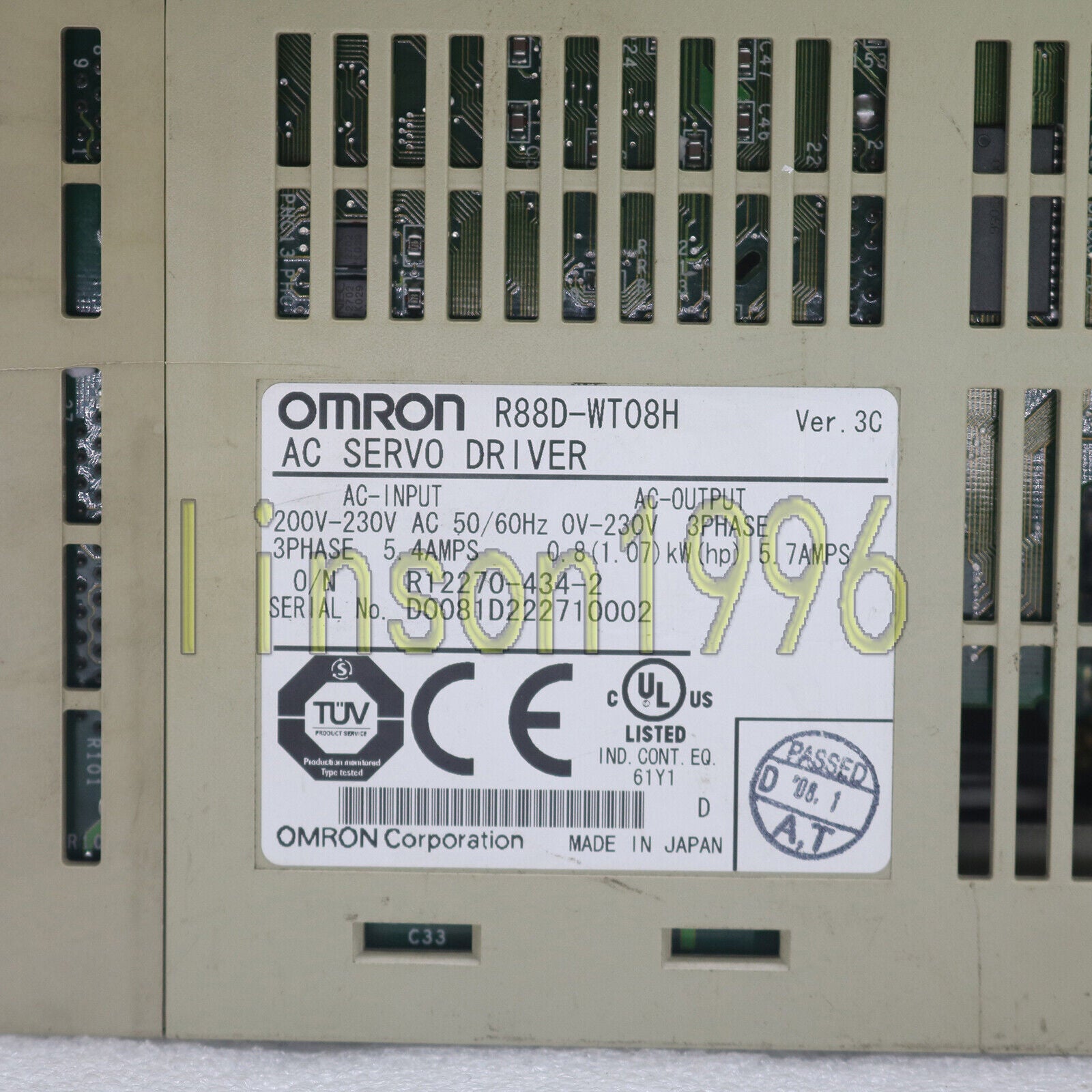 Omron AC Servo Driver R88D-WT08H - OMRON