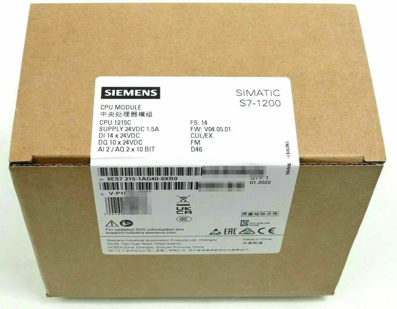 new 6ES7 215-1AG40-0XB0  SIEMENS 6ES7215-1AG40-0XB0 1AG40-OXBO S7-1200 CPU 1215C