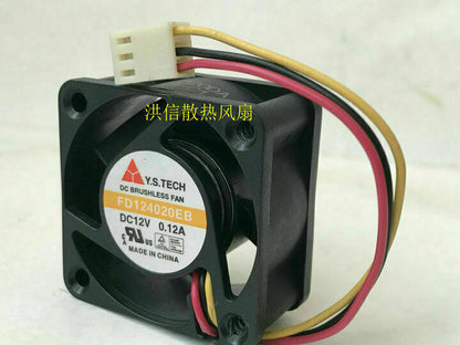 new For Y.S.TECH FD124020EB Cooling Fan DC12V 0.12A 4020 40x40x20mm 3-wire - Y.S.TECH