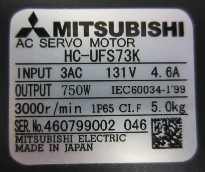 1PC MITSUBISHI AC SERVO MOTOR HC-UFS73K